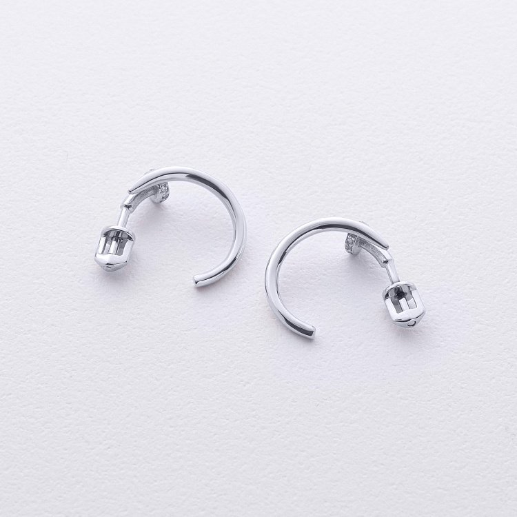 Серьги - пусеты "Гвоздь" в белом золоте (фианиты) с09173 от ювелирного магазина Оникс - 4