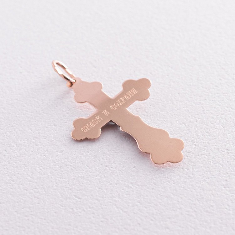 Золотий хрестик "Розп'яття. Спаси і збережи" п01189 від ювелірного магазину Онікс - 1