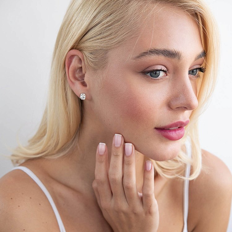 Серебряные серьги - пусеты (фианит) 12611 от ювелирного магазина Оникс - 7