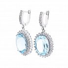 Жіночі сережки з блакитним топазом (фіаніти) 121329 от ювелирного магазина Оникс - 2