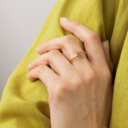 Каблучка "Цвях" у червоному золоті (фіаніти) к08438 №2