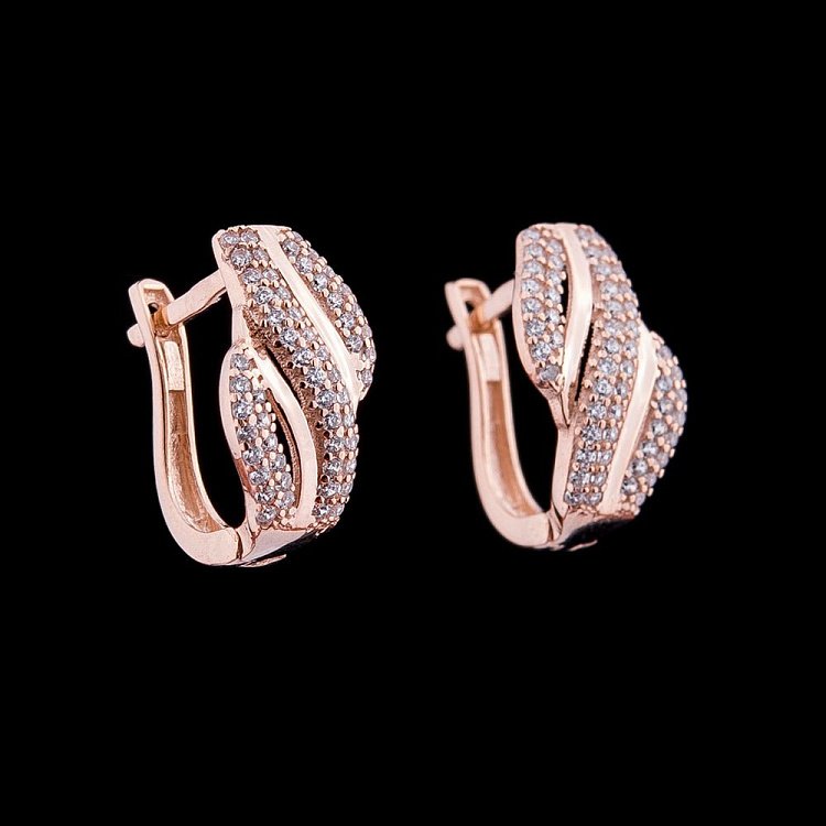 Золоті сережки (фіаніти) с04319 від ювелірного магазину Онікс - 1