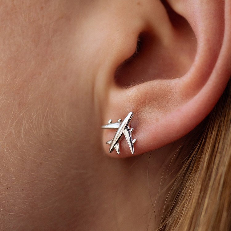 Срібні сережки-пусети "Літачок" 122556 від ювелірного магазину Онікс - 6