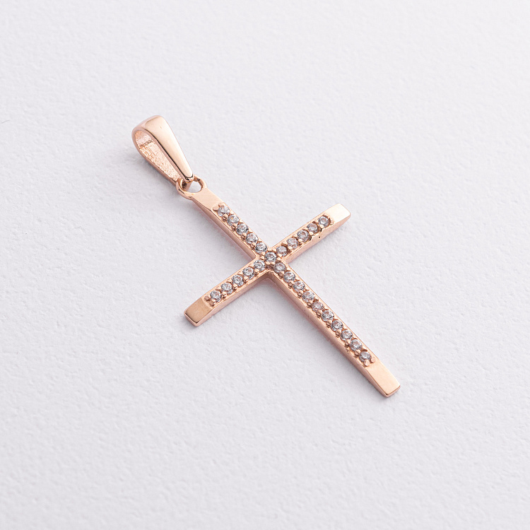 Крестик в красном золоте (фианиты) п04018 от ювелирного магазина Оникс