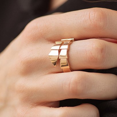 Кольцо "Змея" в красном золоте к07636 №2