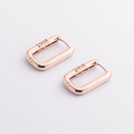 Серьги "Isabel" с фианитами (красное золото) с09525 №3