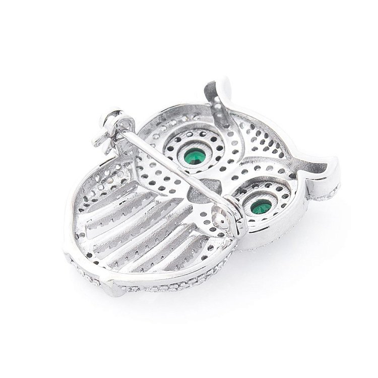 Серебряная брошь "Сова" (фианит) 16120 от ювелирного магазина Оникс - 1