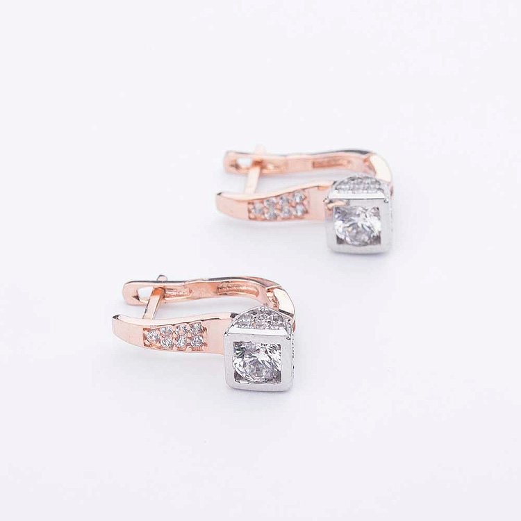 Золоті сережки з фіанітами с04124 від ювелірного магазину Онікс - 2