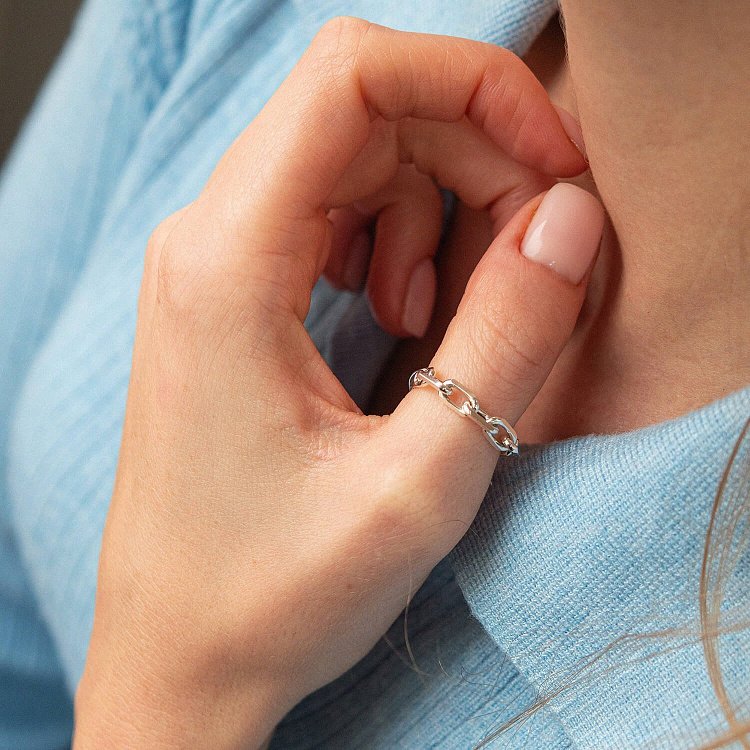 Срібна каблучка "Ланцюжок" 112679 від ювелірного магазину Онікс - 1