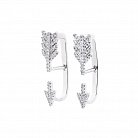 Срібні сережки "Стріла" з фіанітами 122121 от ювелирного магазина Оникс - 4