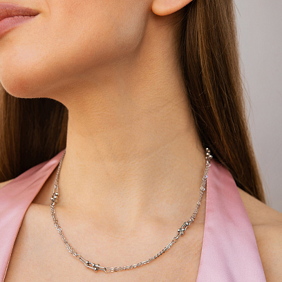 Колье "Фантазия" в белом золоте кол02665 №6