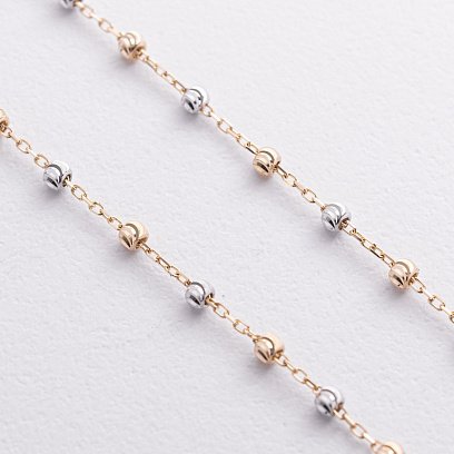 Серьги "Шарики на цепочке" (желтое, белое золото) с09374 №2