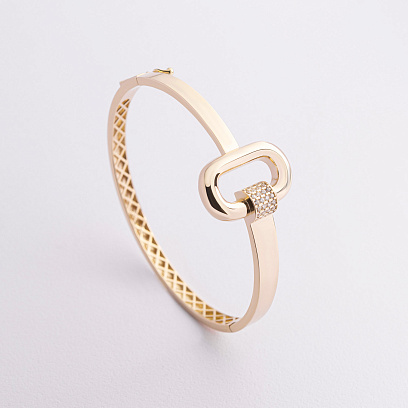 Жорсткий браслет "Alice" у жовтому золоті (фіаніти) б05747