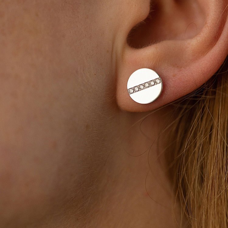 Сережки - пусети з діамантами (біле золото) 334941121 від ювелірного магазину Онікс - 3