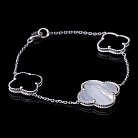 Срібний браслет "Конюшина" з оніксом і перламутром (родій) 14874 от ювелирного магазина Оникс - 1