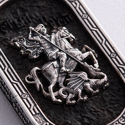 Серебряный кулон "Св. Георгий Подебедоносец" с эбеновым деревом 950 №8