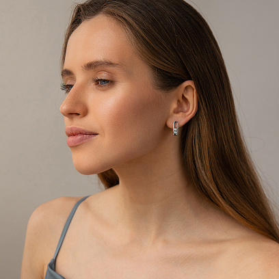 Серебряные серьги "Daphne" с фианитами 123543 №4