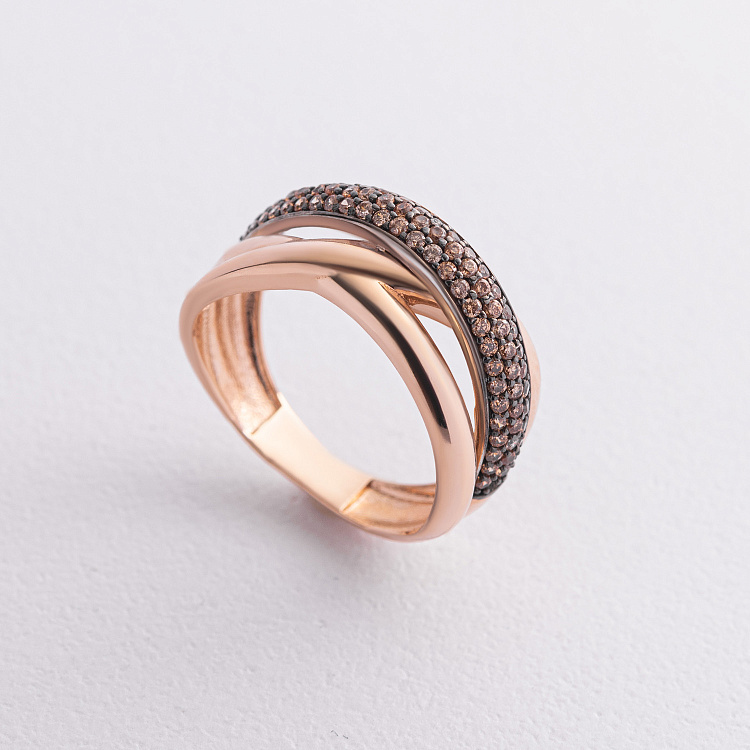 Золотое кольцо с жёлтыми фианитами к05232 от ювелирного магазина Оникс