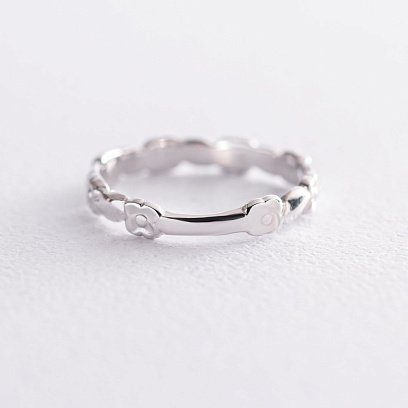 Кольцо "Венок из цветов" в белом золоте к06729 №3