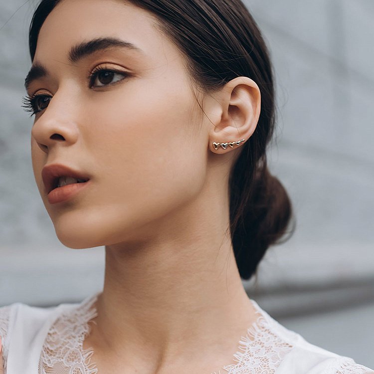 Золоті сережки - клаймбери "Сердечка" с06443 від ювелірного магазину Онікс - 2