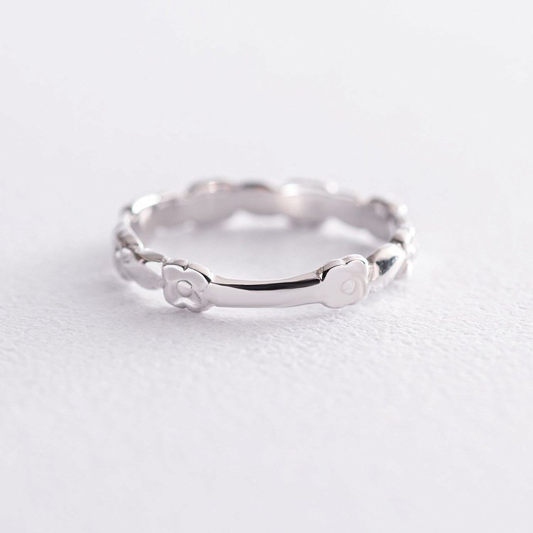 Кольцо "Венок из цветов" в белом золоте к06729 от ювелирного магазина Оникс - 2