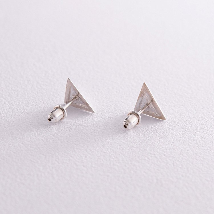 Сережки - пусети "Піраміда" у сріблі 123266 від ювелірного магазину Онікс - 5