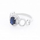 Срібний перстень (синій сапфір, фіаніти) 111527 от ювелирного магазина Оникс - 1