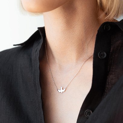 Серебряное колье "Ласточка" 181004 №5