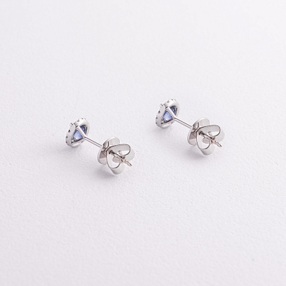 Золоті сережки - пусети (діаманти, сапфіри) сб0612mi №3