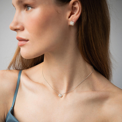 Золоте кольє "Конюшина" (діаманти) колб0164ca №2