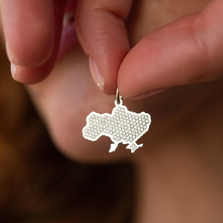 Золота підвіска "Україна" з діамантами 128281121 від ювелірного магазину Онікс - 3