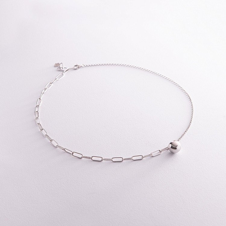 Срібне кольє "Ланцюжок з кулькою" 181227 від ювелірного магазину Онікс