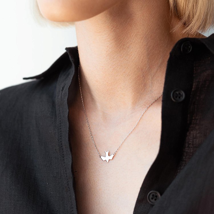 Серебряное колье "Ласточка" 181004 от ювелирного магазина Оникс - 7