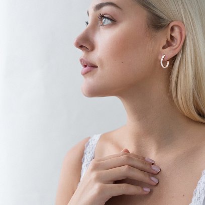 Золотые серьги с фианитами с06419 №3