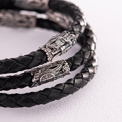 Кожаный шнурок с серебряной застежкой 535 №6