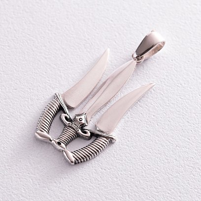 Серебряная подвеска "Тризуб с кинжалами"  133116 №3