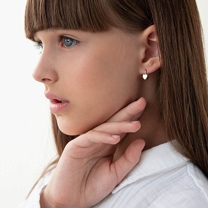 Золотые детские серьги "Сердечки" с05272 №3