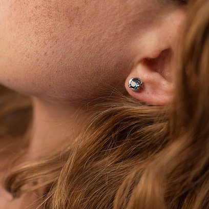 Золоті сережки - пусети (топаз "Лондон блакитний") с02405 №2