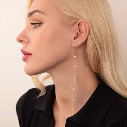 Серебряные серьги "Мириам" с жемчугом 123138 №4