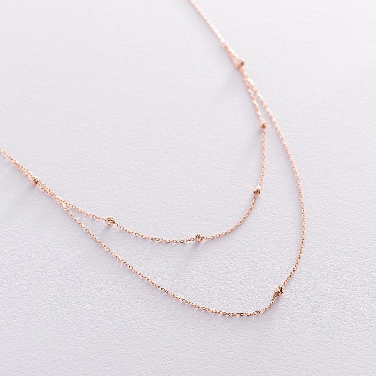 Подвійне кольє "Кульки" в червоному золоті кол01857 від ювелірного магазину Онікс