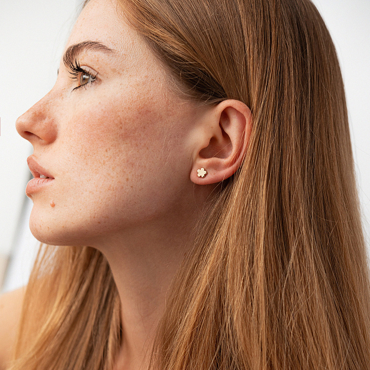 Золоті сережки - пусети "Квіточки" с09240 від ювелірного магазину Онікс - 5