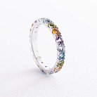 Золотое кольцо с дорожкой разноцветных камней к07582 от ювелирного магазина Оникс