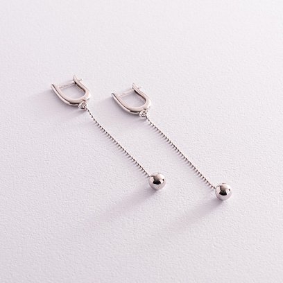Срібні сережки "Кульки" на ланцюжку 123150