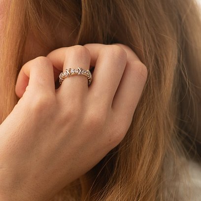Кольцо "Rosie" с фианитами (желтое, белое золото) к08193 №10
