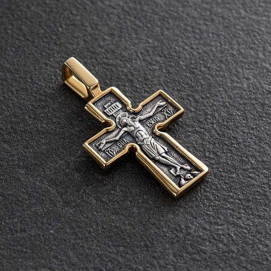 Срібний хрест "Розп'яття. Божа Матір "Втілення". П'ять святителів" 131347 №2