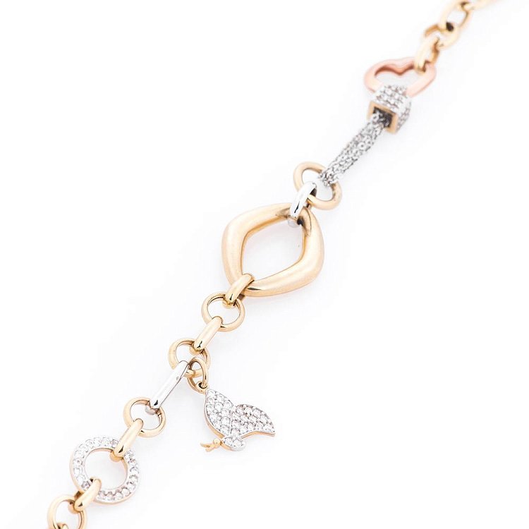 Золотий ланцюговий браслет з фіанітами б01726 від ювелірного магазину Онікс - 1