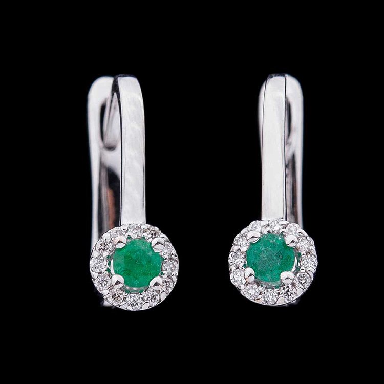 Золоті сережки з діамантами і смарагдами LDE0551-p від ювелірного магазину Онікс - 1