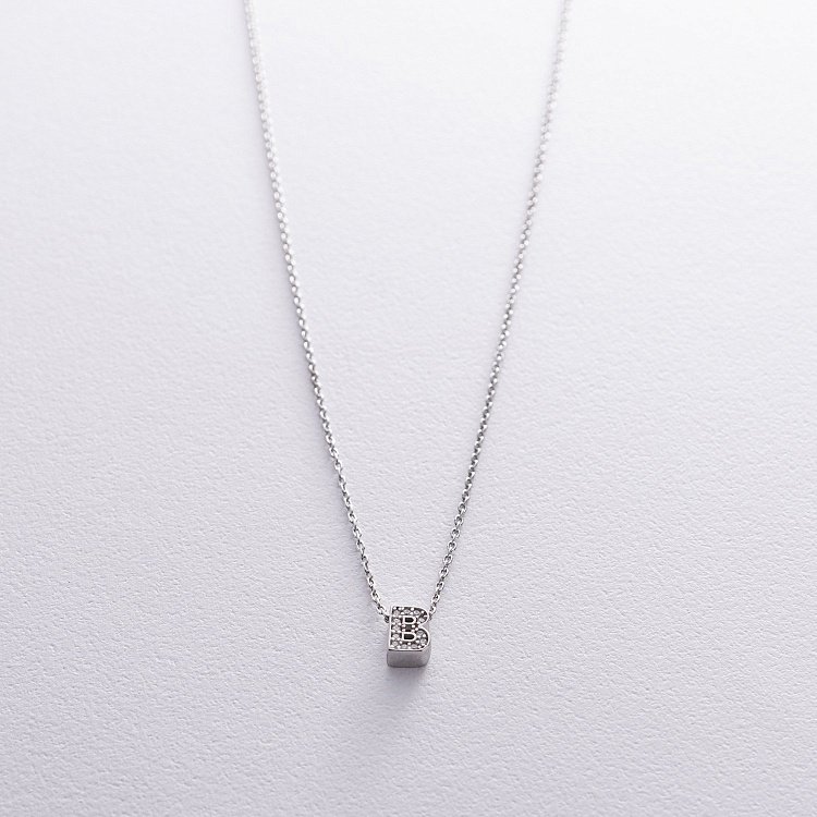 Срібне кольє з літерою "В" з фіанітами 1103 В від ювелірного магазину Онікс - 2