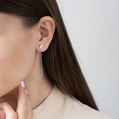 Золоті сережки-протяжки "Сердечка" с01580 №2