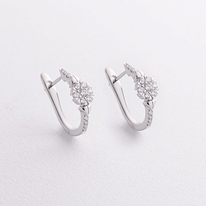 Золотые серьги "Цветочки" (бриллианты) сб0624lg